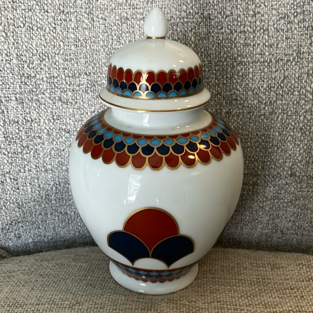 VTG GingerJar w lid Pennon pattern Gail Levites Tastesetter Sigma Japan art deco